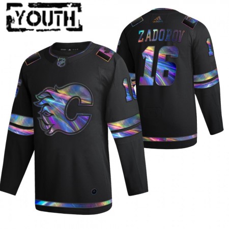 Calgary Flames Trikot Nikita Zadorov 16 2021-22 Schillerndes holografisches Schwarz Authentic - Kinder